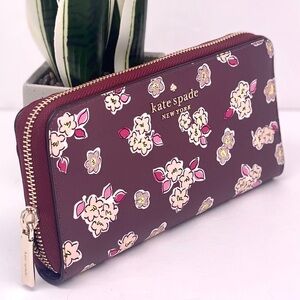Kate Spade Tinsel Boxed Large Continental Wallet wish Glitter Flowers